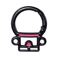 Cute black cat enamel spring ring keychain with pink heart pattern for DIY crafts - Cartoon Cat / Black