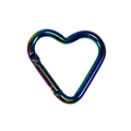 Mosquetón de corazón con colores del arco iris para llaveros y accesorios de bolsos - Corazón Galvanizado UV / Negro