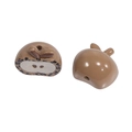 Pair of brown leopard print apple-shaped acrylic beads for DIY jewelry making - Half Apple - Light Coffee