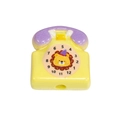 Yellow acrylic retro phone bead for DIY jewelry featuring a lion face on dial - Telephone / Yellow