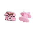 Pink leopard print acrylic apple core shaped bead with pre-drilled hole for DIY jewelry craft - Apple Core - Pink