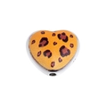 Perle cœur en acrylique avec imprimé léopard orange pour colliers et bijoux DIY créatifs - Petit Modèle Coeur / Lot de 10 / Orange