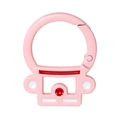 Pink enamel Doraemon style carabiner keychain with spring ring for bag accessories - Cartoon Cat / Light Pink