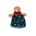 Acrylic Christmas dress bead pendant with green skirt, Santa motifs and red bow decoration - Christmas Clothes Shape Beads / Dark Green Christmas Style (#4)