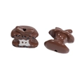 Brown leopard print acrylic apple beads for DIY mobile chains and jewelry making - Apple Core - Dark Coffee