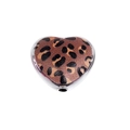Perle en acrylique en forme de cœur léopard avec base argentée pour bijoux DIY - Petit Modèle Coeur / Lot de 10 / Café foncé