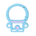 Light blue cartoon car style spring ring keychain hook with pink and white paint details - Cartoon Cat / Light Blue