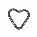 Mosquetón con forma de corazón iridiscente y cierre de resorte para llaveros caseros - Corazón Galvanizado UV / Café Oscuro