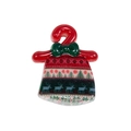 Red acrylic Christmas sweater bead with reindeer print for DIY jewelry and keychains - Christmas Clothes Shape Beads / Christmas Tree Red Print Style (No. 5)