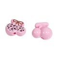 Pink leopard print cherry acrylic beads with bow detail for DIY phone chains and charms - Cherry - Pink