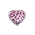 Perle en cœur à motif léopard rose et violet avec bordure en métal pour bijoux DIY - Petit Modèle Coeur / Lot de 10 / Rose Clair