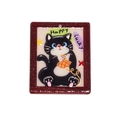 Cute acrylic cat keychain variant featuring a dark red frame with Happy and Lucky text - Frame Cat with Yarn Ball