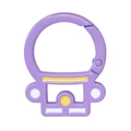 Purple astronaut cartoon keychain with yellow stripes and open spring ring clasp - Cartoon Cat / Light Purple