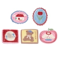 DIY acrylic keychain charms set featuring cute pastel painted cartoon flower and bear patterns - Random Color