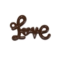 Ciondolo LOVE in acrilico marrone scuro stile cioccolato con cuore e foro per appendere - Verniciato - Caffè Scuro