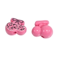 Pink leopard print and solid pink cherry-shaped acrylic beads for DIY jewelry making - Cherry - Rose Red
