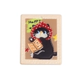 Acrylic cute black cat in red hoodie reading book keychain pendant with Happy text - Reading Cat in Frame