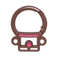 Brown cat shaped spring ring buckle with pink accents for DIY keychains and crafts - Cartoon Cat / Dark Coffee