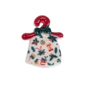 Christmas dress acrylic pendant with festive patterns and green bow for DIY crafts - Christmas Clothes Shape Beads / White Festive Hanging Decoration Style (No. 8)