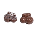 Brown leopard print cherry bead with bow detail for DIY keychain and bag charm making - Cherry - Dark Coffee