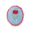 Acrylic oval pendant featuring red tulip floral design with wavy borders for DIY jewelry - Tulip Flower