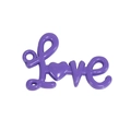 Ciondolo Love in acrilico viola con cuore e fori di fissaggio per portachiavi DIY - Laccato Viola Medio