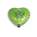 Grüner herzförmiger Anhänger mit silberner Rosengravur für DIY-Schmuck - Rose Herz Stil / Grün