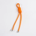 Lanière de porte-clés en cuir tressé orange avec embouts argentés pour sacs et téléphones - Orange
