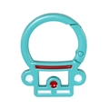 Robot-style teal painted alloy carabiner keychain with red and white decorative details - Cartoon Cat / Emerald