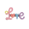 Ciondolo a cuore LOVE in acrilico a quadretti colorati per accessori fai da te - Pied De Poule - Rosa + Rosso + Blu + Viola
