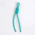 Lanière tressée en cuir turquoise avec embouts métalliques argentés pour sacs et téléphones - Émeraude