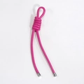 Cordon de clé en cuir tressé rose avec embouts métalliques argentés pour sacs à main - Rouge Rose
