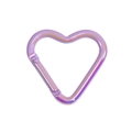 Mosquetón de corazón púrpura irisado con clip de resorte para bolsos y llaveros - Corazón Galvanizado UV / Púrpura