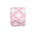 Pink and white checkered acrylic cube bead with round hole for DIY jewelry making - 14mm / White + Pink