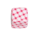 Pink and white gingham pattern acrylic cube bead for DIY jewelry making and crafts - 14mm / White + Red