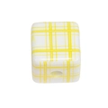 Square acrylic beads with yellow checkered patterns and center hole for DIY jewelry - 14mm / White And Light Yellow