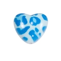 Perle en forme de cœur bleu clair avec motif léopard bleu foncé et fini céramique - Cœur / Bleu