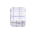Square acrylic bead featuring purple plaid pattern and center hole for DIY jewelry - 14mm / White + Purple