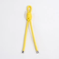 Bijou de sac en cuir jaune vif avec nœud tressé et embouts métalliques argentés - Jaune Clair
