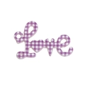 Ciondolo LOVE in acrilico con motivo a quadretti vichy viola e finitura bianca - Plaid - Viola