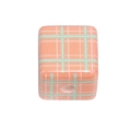 Square acrylic bead with orange and green plaid pattern for DIY jewelry making - 14mm / Orange And Blue