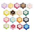 Colorful acrylic six-petal flower beads for DIY hair ties and keychain charms - Lacquered - Random Color