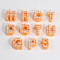 Cuenta de letra naranja a cuadros con agujero grande para joyería DIY y colgantes - Naranja