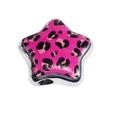 Perle en forme d'étoile avec motif léopard rose et bords argentés pour bijoux DIY - Style Grande Étoile / Lot de 10 / Rose rouge