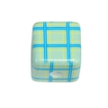 Green and blue plaid acrylic cube bead with central hole for DIY jewelry making - 14mm / Emerald And Dark Blue