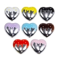 Perles de cœur glacées en argent métal avec gouttes de lave colorées pour bijoux - Style Cœur Émaillé / Couleur Aléatoire