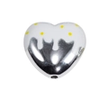 Pendentif cœur en argent poli avec émail blanc et points jaunes pour bijoux DIY - Style Cœur Émaillé / Blanc