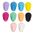 Perles têtes de mort en acrylique coloré au fini mat pour bijoux DIY d'Halloween - Crâne / Givré / Couleur Aléatoire
