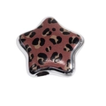Perle en acrylique motif léopard en forme d'étoile avec cadre argenté pour bijoux DIY - Style Grande Étoile / Lot de 10 / Café foncé