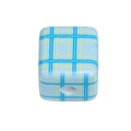 Plaid acrylic cube bead with blue and yellow checkered pattern for DIY crafts - 14mm / Light Blue + Dark Blue